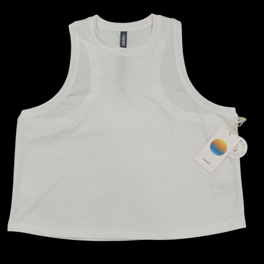 VuoriI Micro Mesh Tank Top Women's Size Large Shirt White Athletic Workout Run